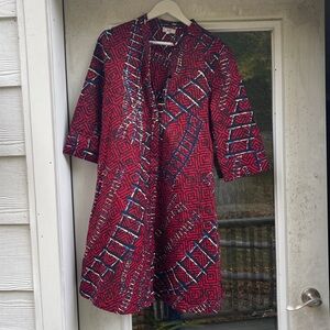 Zuri Red and Blue Geometric Patterned dress